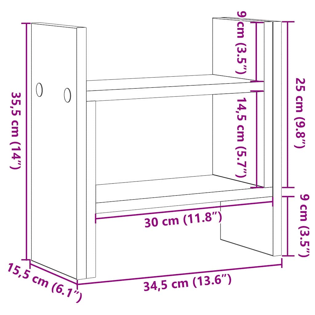 vidaXL Organizator biurka Dąb rzemieślniczy 50 x 15,5 x 35,5 cm