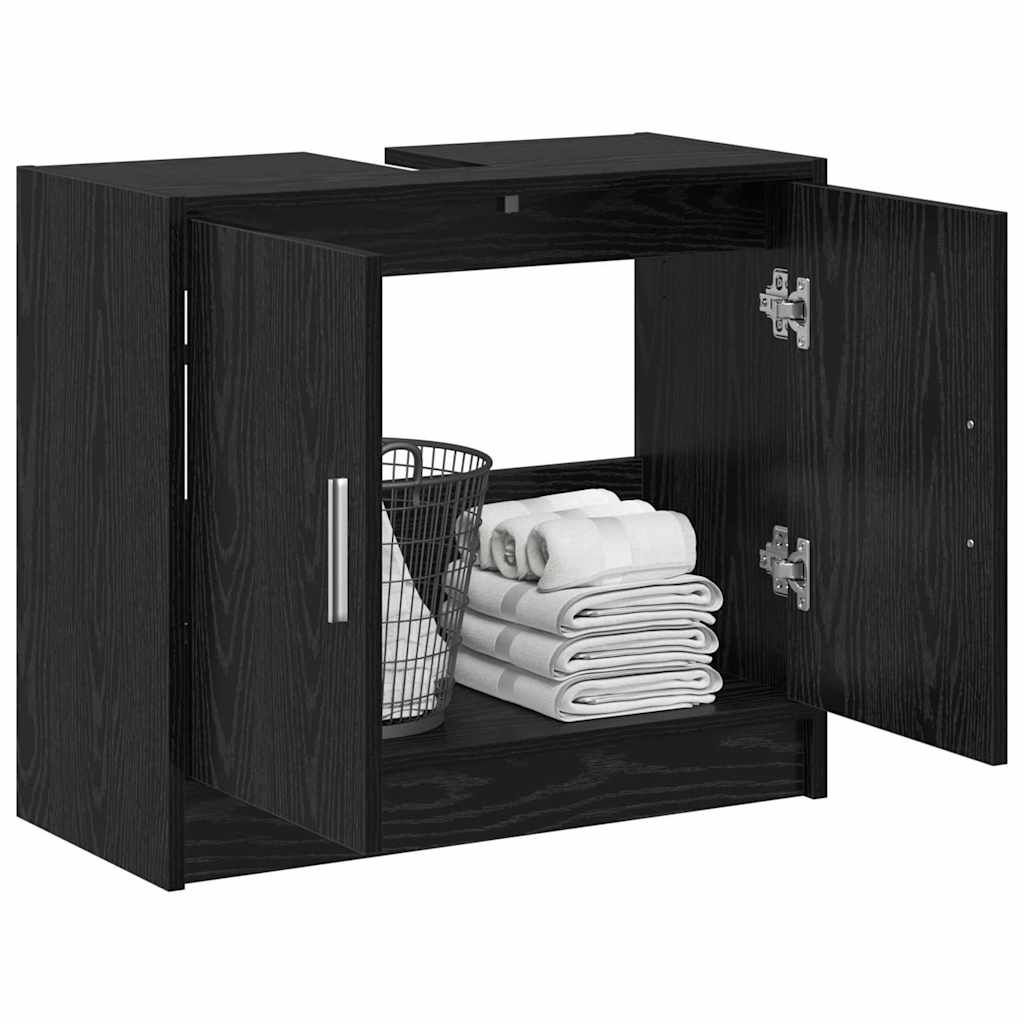 vidaXL Szafka Łazienkowa z przechowywaniem Czarny Dąb 63 x 29 x 55 cm