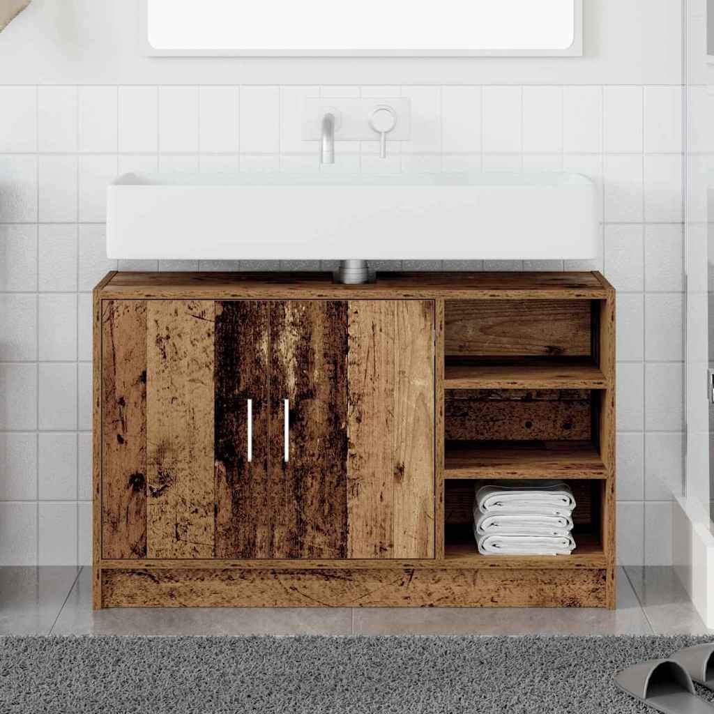 vidaXL Szafka Łazienkowa z półką Stare drewno 90 x 29 x 55 cm