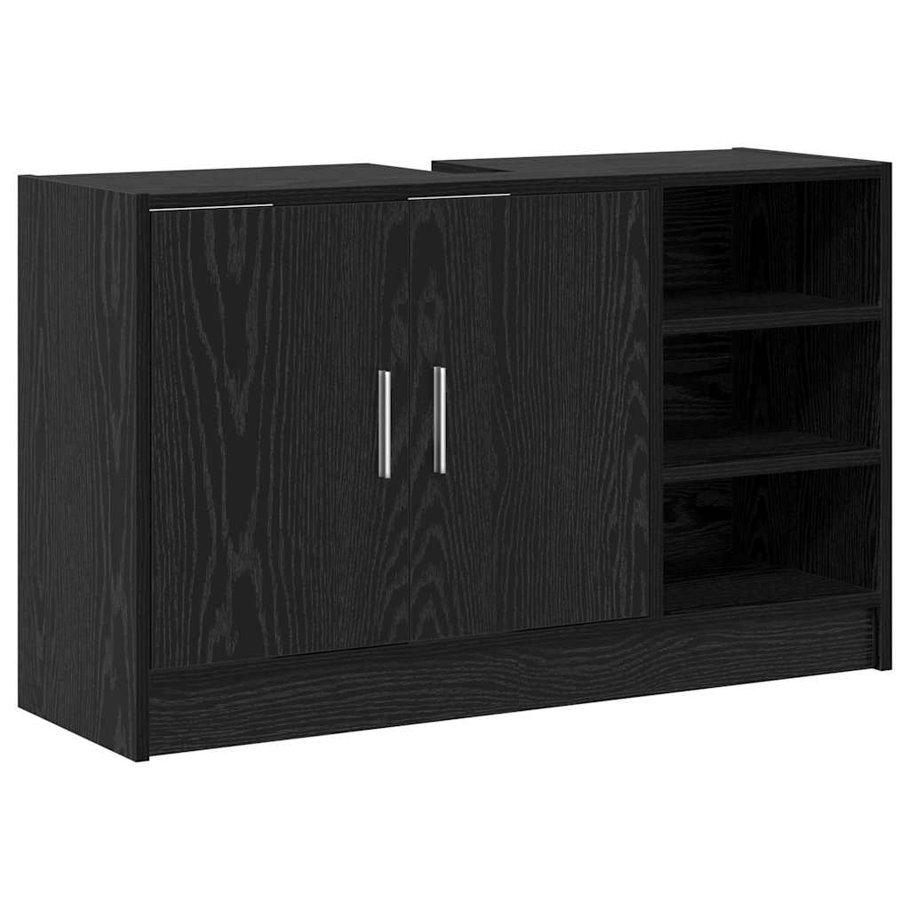vidaXL Szafka Łazienkowa z półką z drzwiami Czarny Dąb 90 x 29 x 55 cm