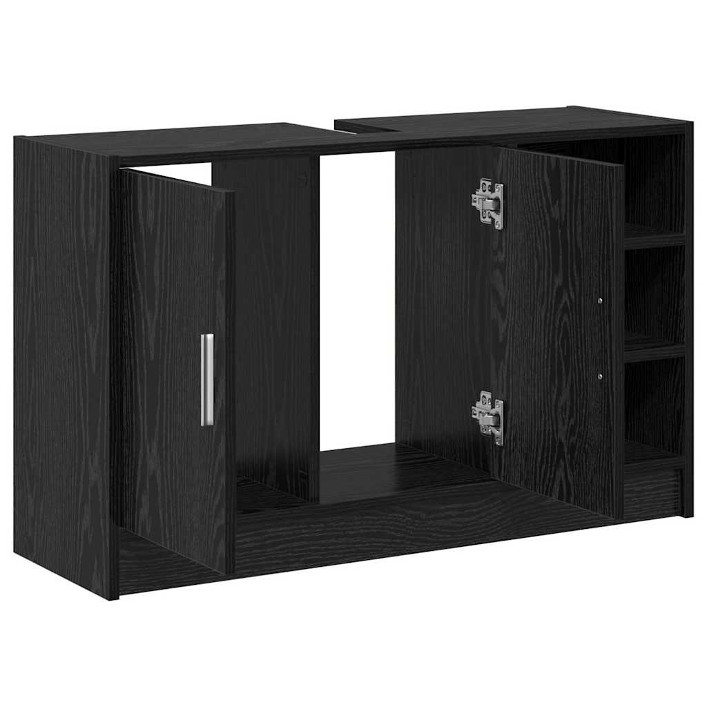 vidaXL Szafka Łazienkowa z półką z drzwiami Czarny Dąb 90 x 29 x 55 cm