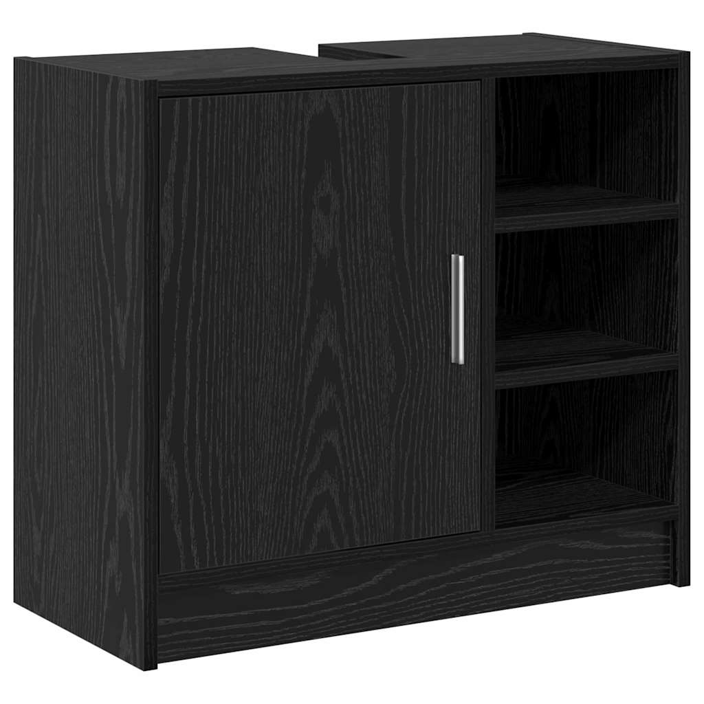 vidaXL Szafka Łazienkowa z półką z drzwiami Czarny Dąb 63 x 29 x 55 cm