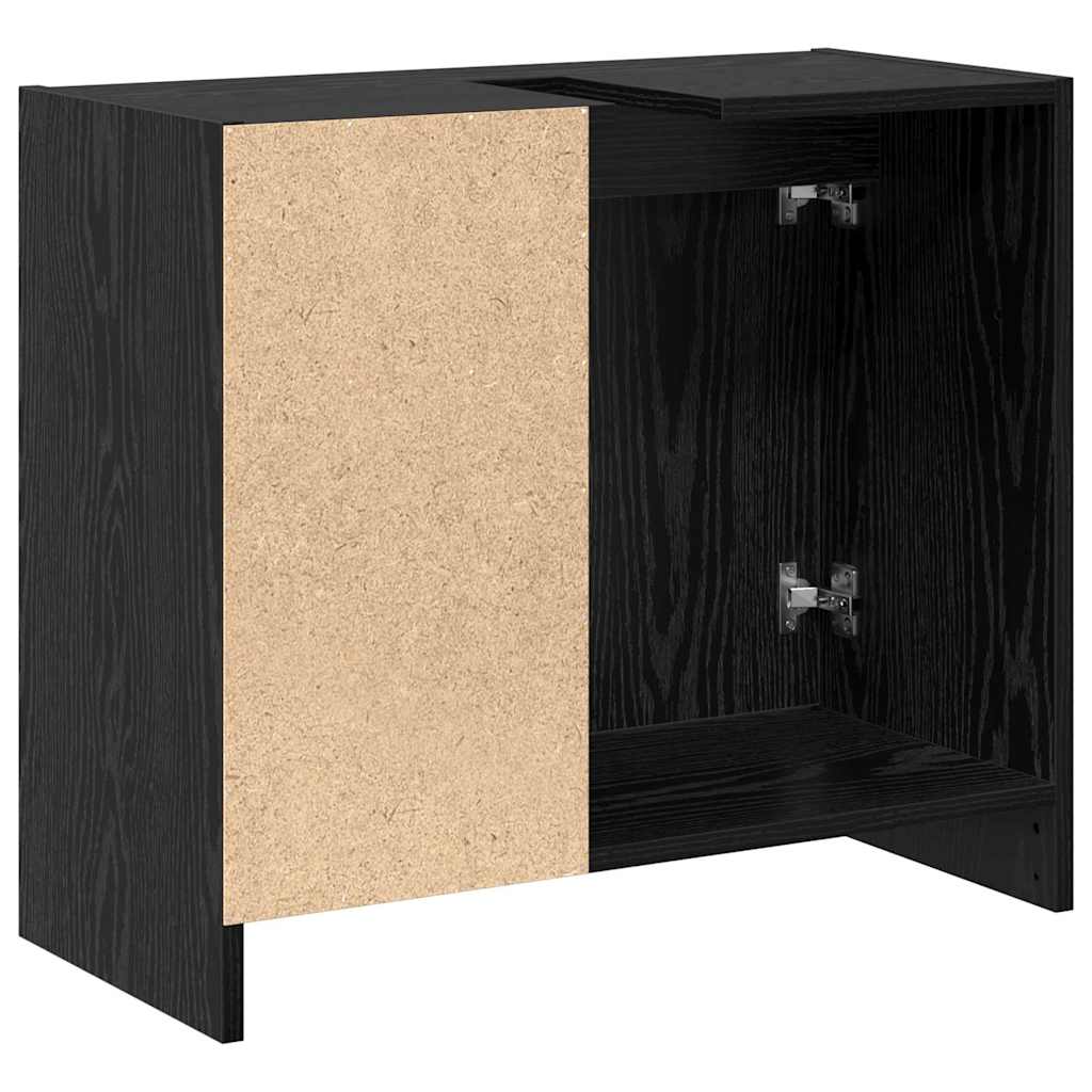 vidaXL Szafka Łazienkowa z półką z drzwiami Czarny Dąb 63 x 29 x 55 cm