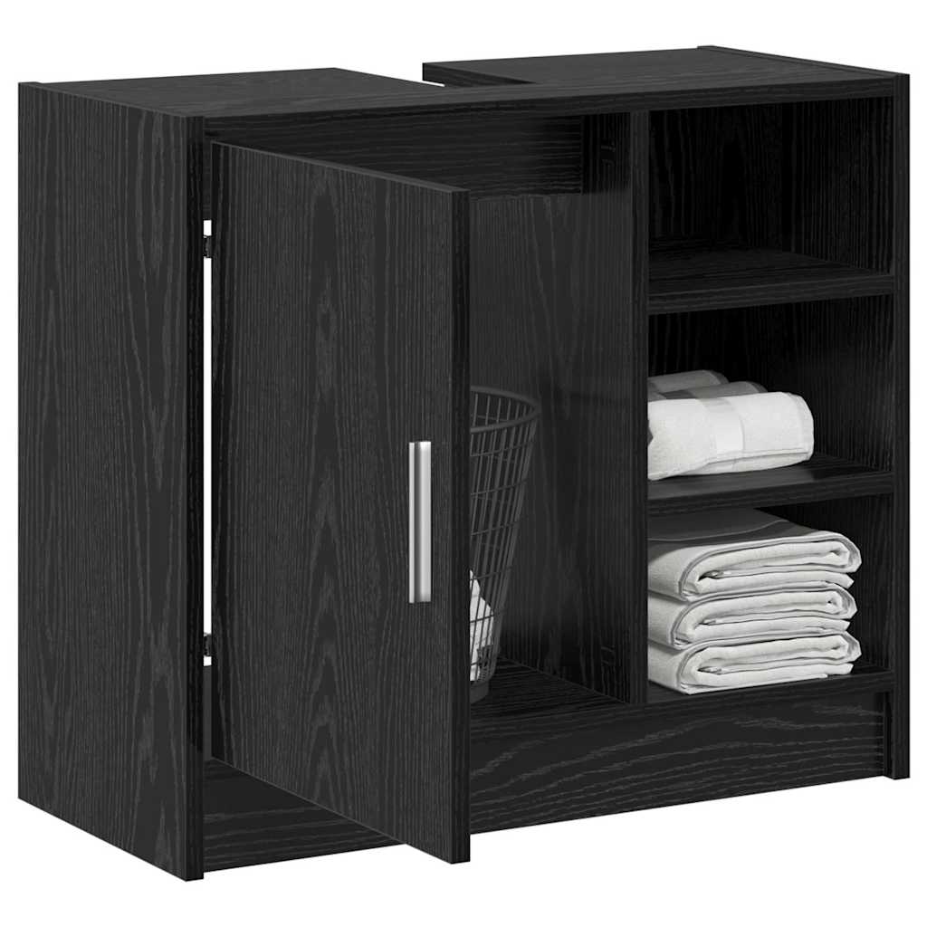 vidaXL Szafka Łazienkowa z półką z drzwiami Czarny Dąb 63 x 29 x 55 cm