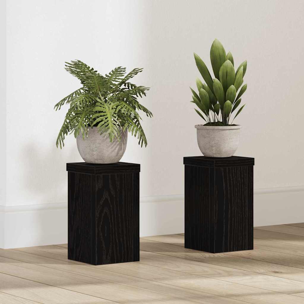 vidaXL Stojak na rośliny 2 pcs Czarny Dąb 10 x 10 x 18 cm