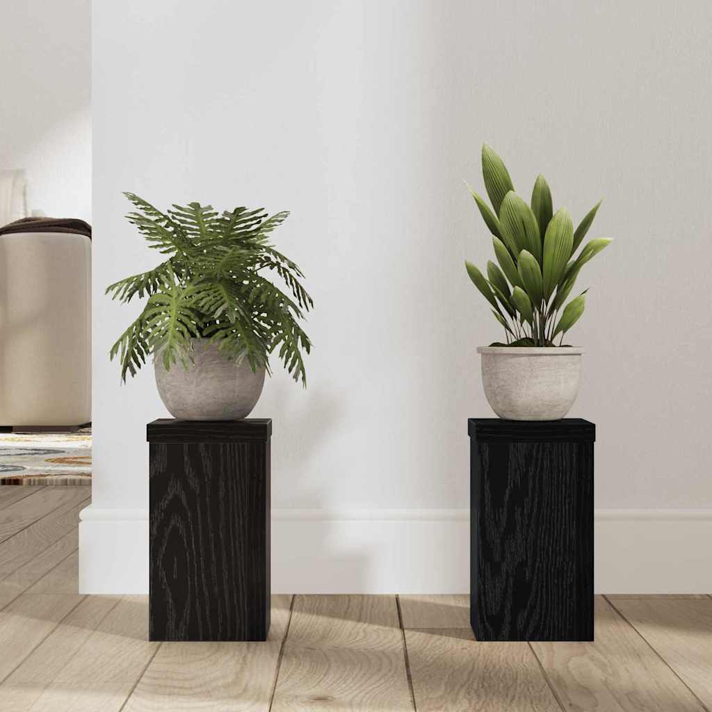 vidaXL Stojak na rośliny 2 pcs Czarny Dąb 10 x 10 x 18 cm