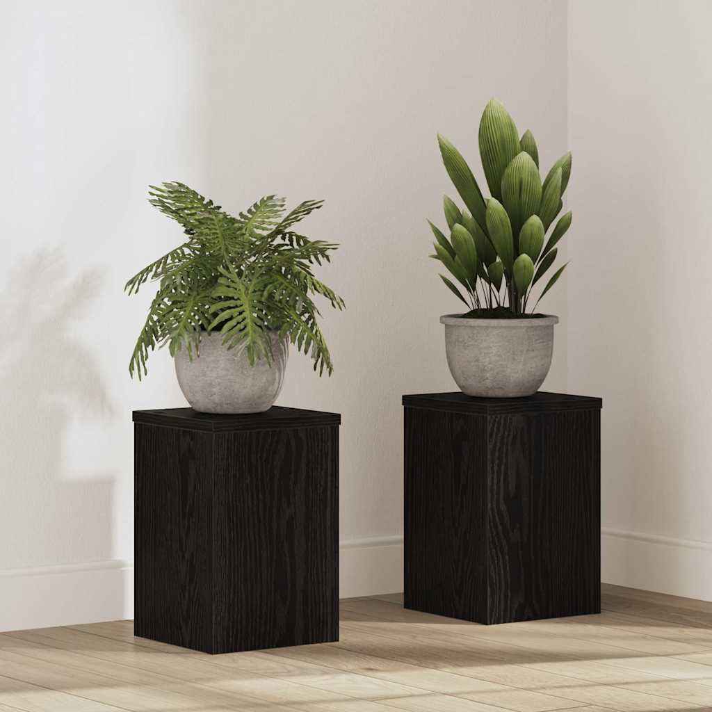 vidaXL Stojak na rośliny 2 pcs Czarny Dąb 20 x 20 x 30 cm