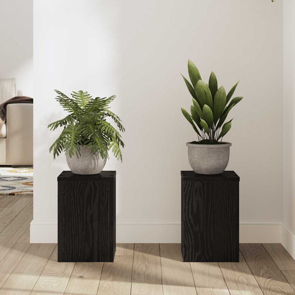 vidaXL Stojak na rośliny 2 pcs Czarny Dąb 20 x 20 x 30 cm