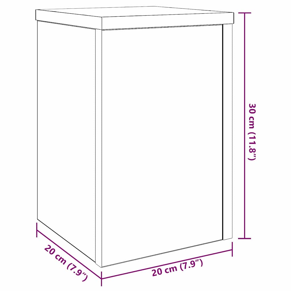 vidaXL Stojak na rośliny 2 pcs Czarny Dąb 20 x 20 x 30 cm