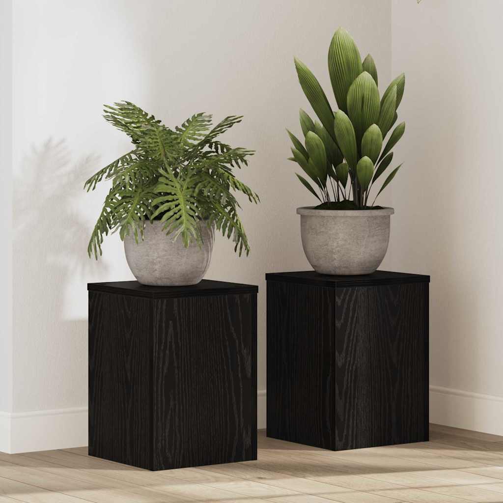 vidaXL Stojak na rośliny 2 pcs Czarny Dąb 25 x 25 x 35 cm