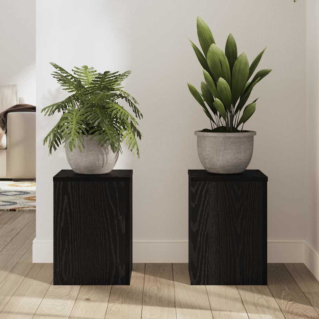 vidaXL Stojak na rośliny 2 pcs Czarny Dąb 25 x 25 x 35 cm