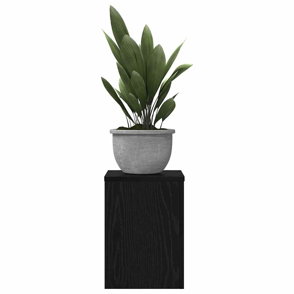 vidaXL Stojak na rośliny 2 pcs Czarny Dąb 25 x 25 x 35 cm