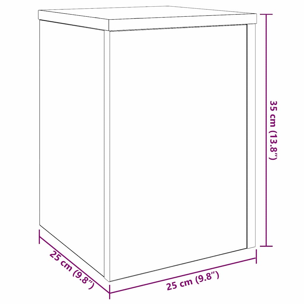 vidaXL Stojak na rośliny 2 pcs Czarny Dąb 25 x 25 x 35 cm