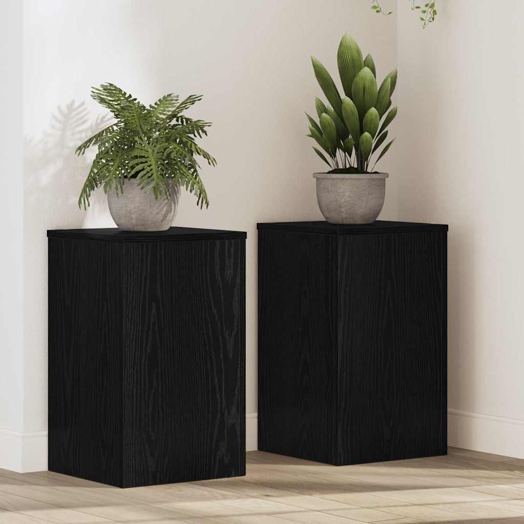 vidaXL Stojak na rośliny 2 pcs Czarny Dąb 30 x 30 x 50 cm