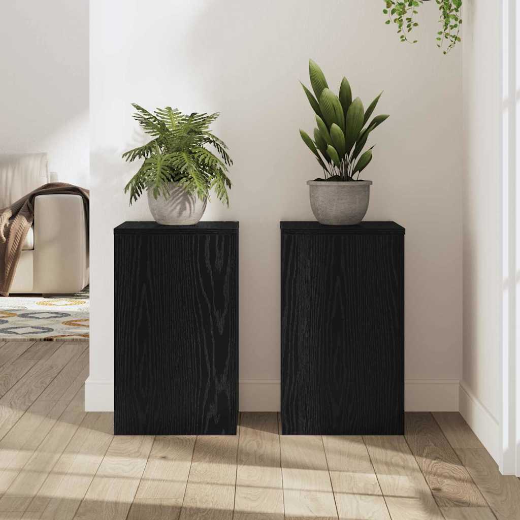 vidaXL Stojak na rośliny 2 pcs Czarny Dąb 30 x 30 x 50 cm