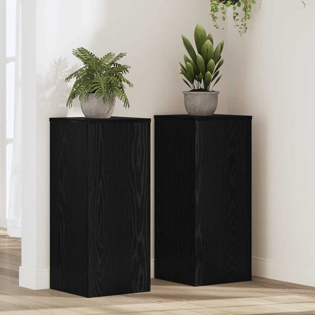 vidaXL Stojak na rośliny 2 pcs Czarny Dąb 30 x 30 x 70 cm