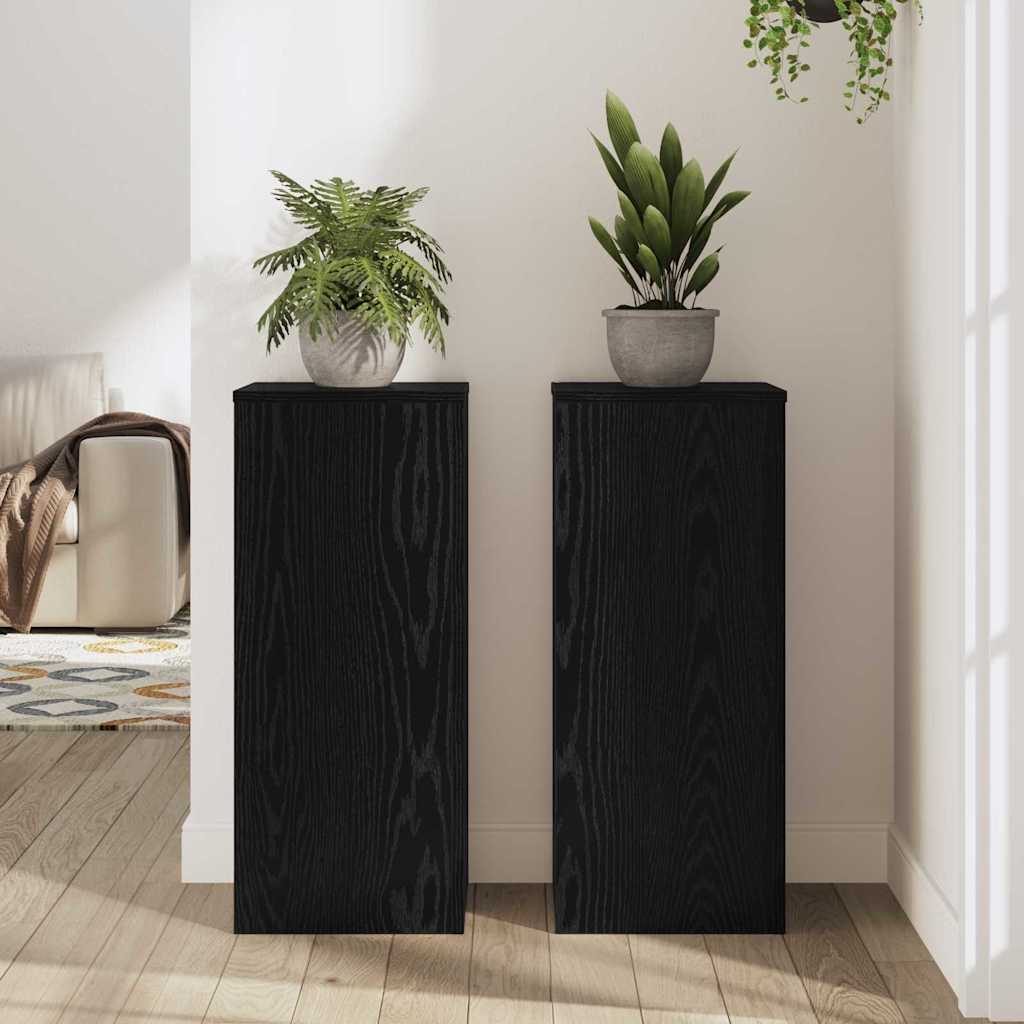 vidaXL Stojak na rośliny 2 pcs Czarny Dąb 30 x 30 x 70 cm
