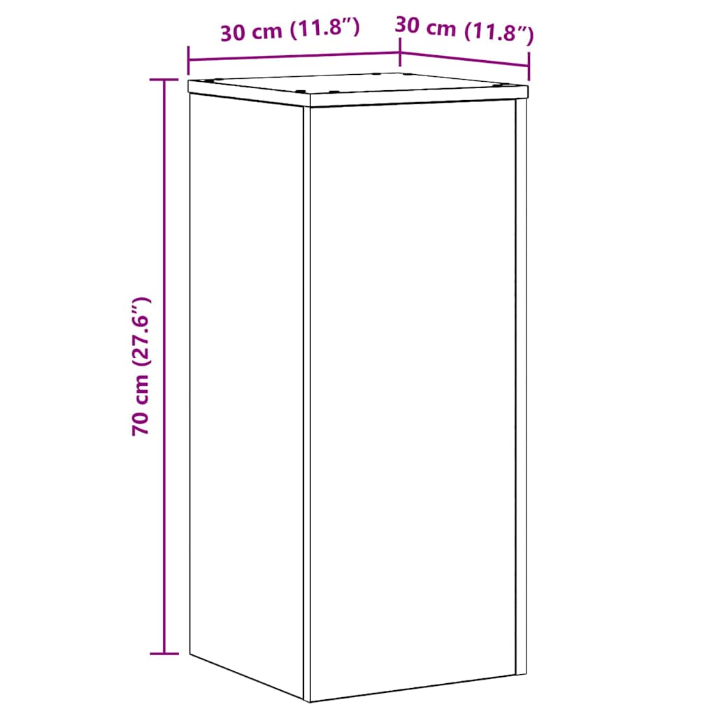 vidaXL Stojak na rośliny 2 pcs Czarny Dąb 30 x 30 x 70 cm