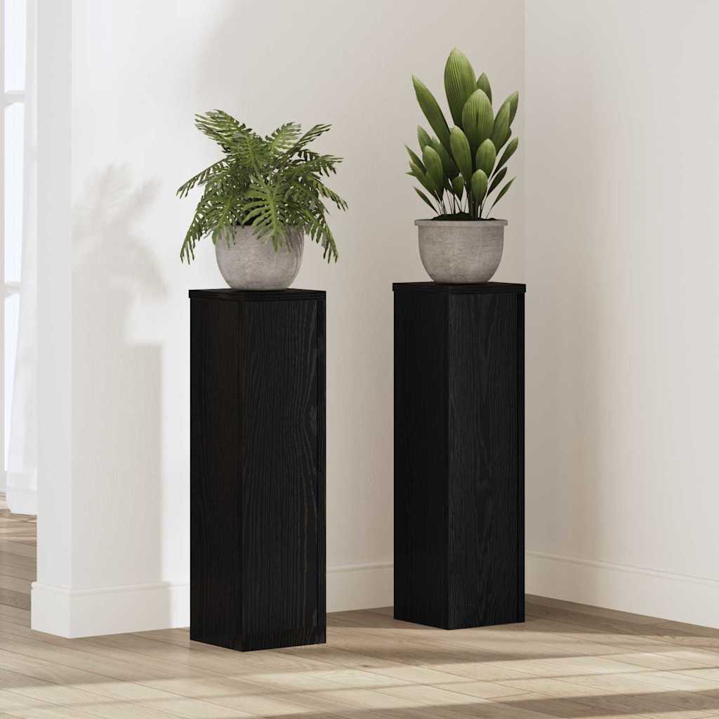 vidaXL Stojak na rośliny 2 pcs Czarny Dąb 17 x 17 x 60 cm