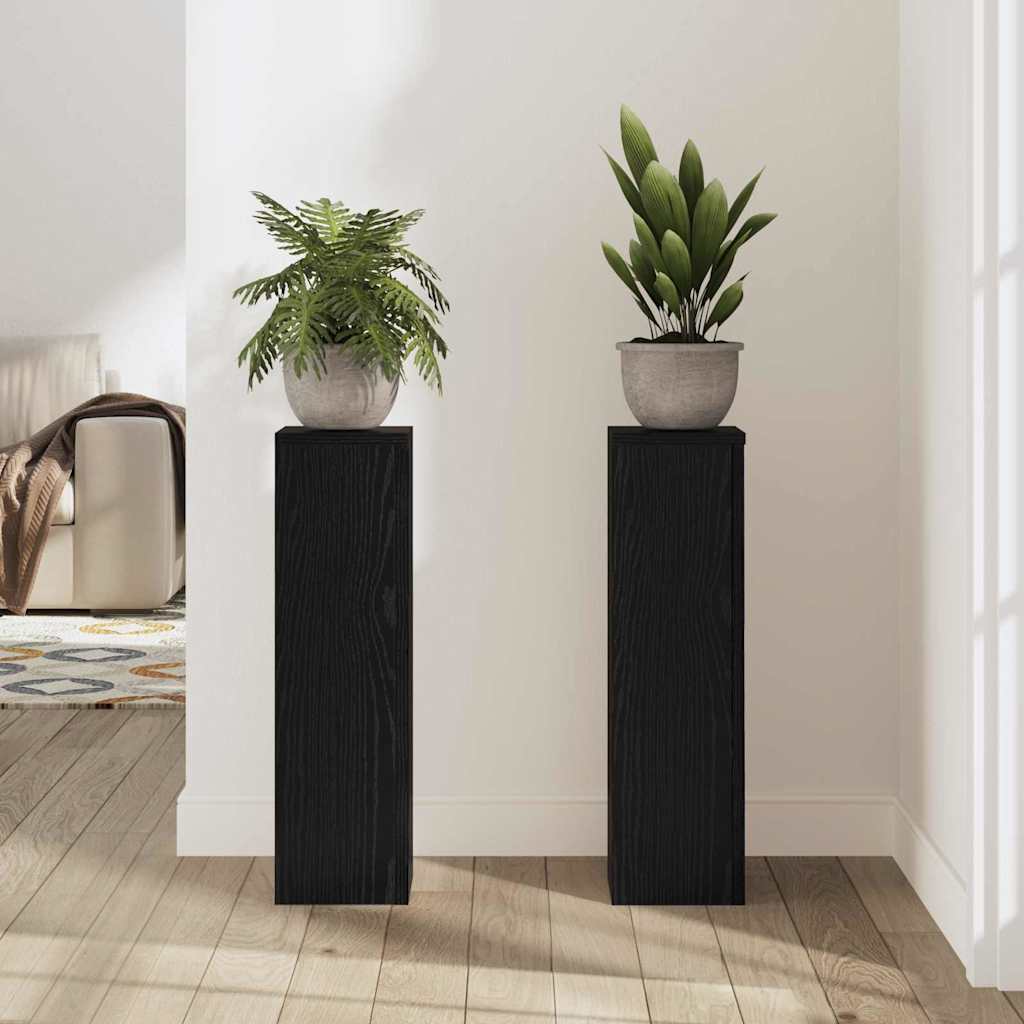 vidaXL Stojak na rośliny 2 pcs Czarny Dąb 17 x 17 x 60 cm