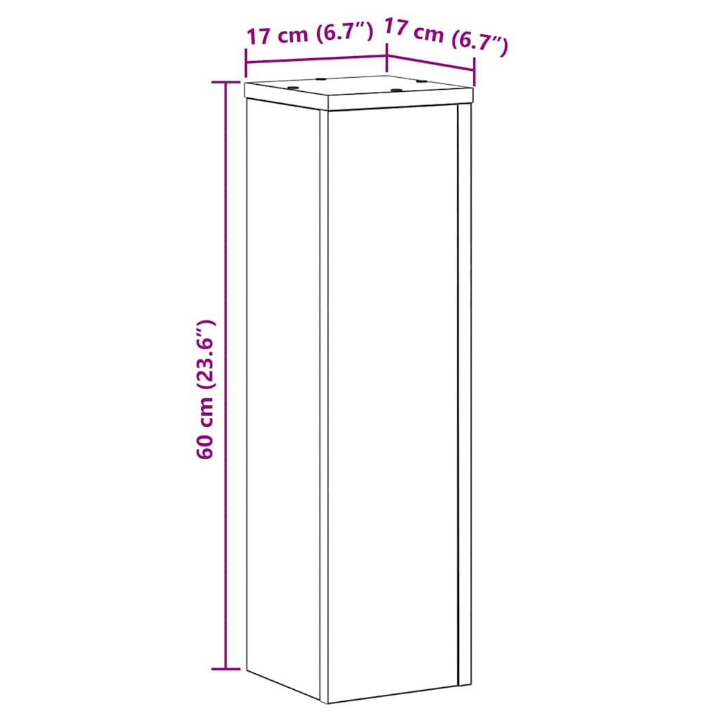 vidaXL Stojak na rośliny 2 pcs Czarny Dąb 17 x 17 x 60 cm