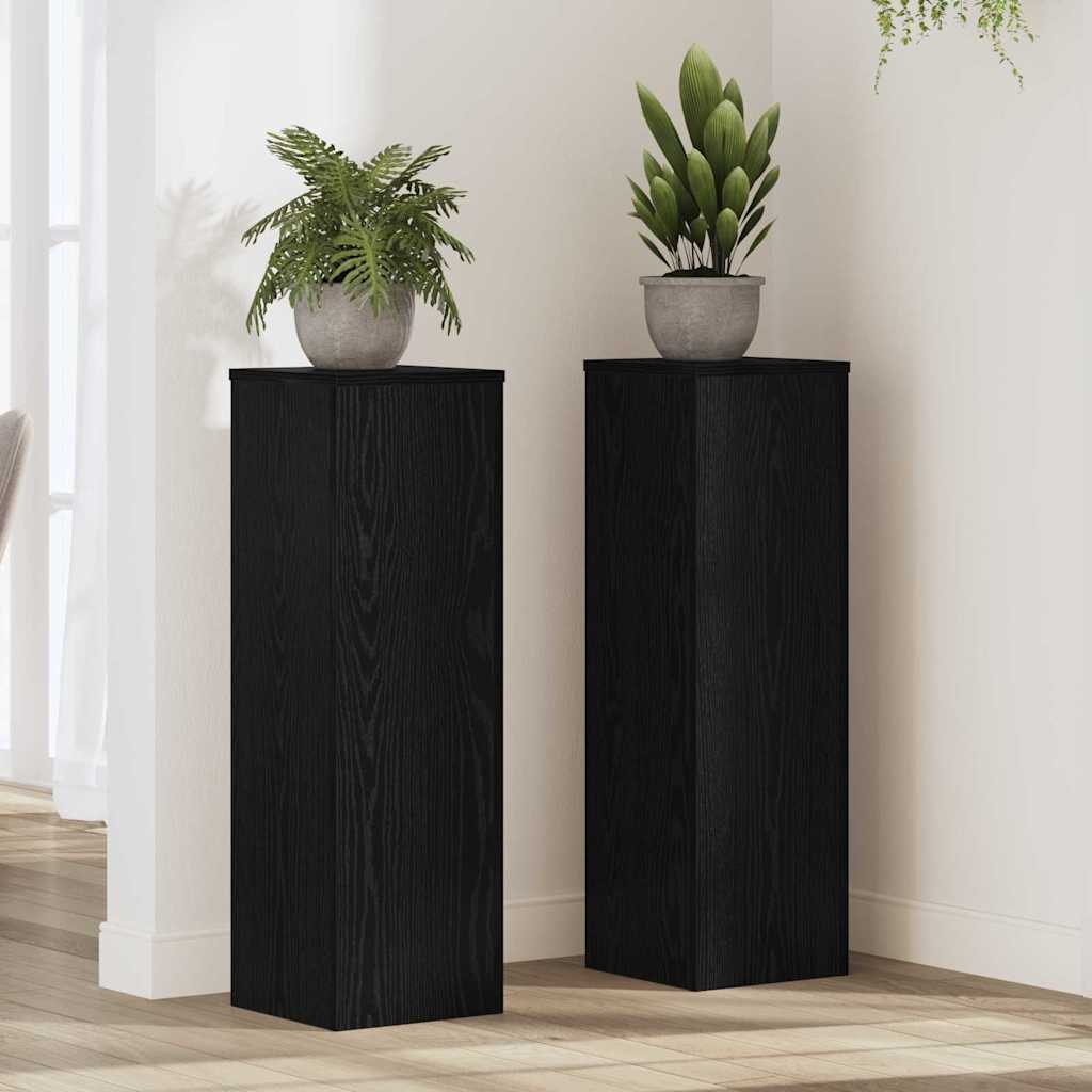 vidaXL Stojak na rośliny 2 pcs Czarny Dąb 25 x 25 x 80 cm