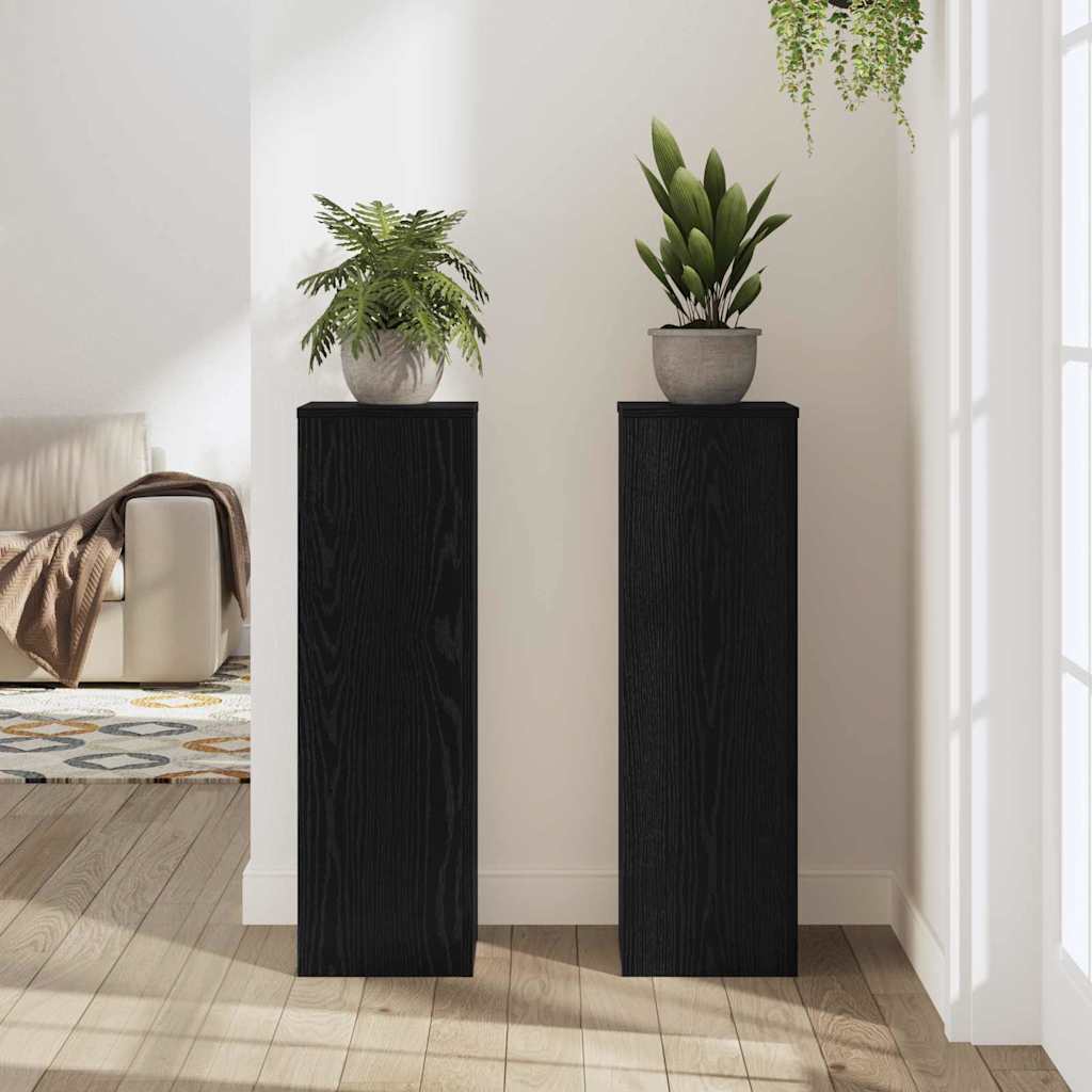 vidaXL Stojak na rośliny 2 pcs Czarny Dąb 25 x 25 x 80 cm