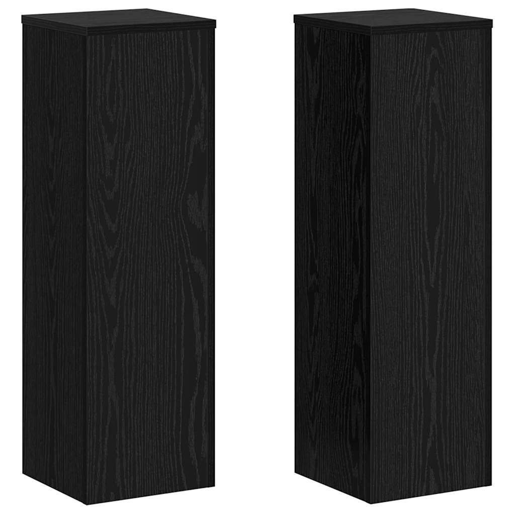 vidaXL Stojak na rośliny 2 pcs Czarny Dąb 25 x 25 x 80 cm