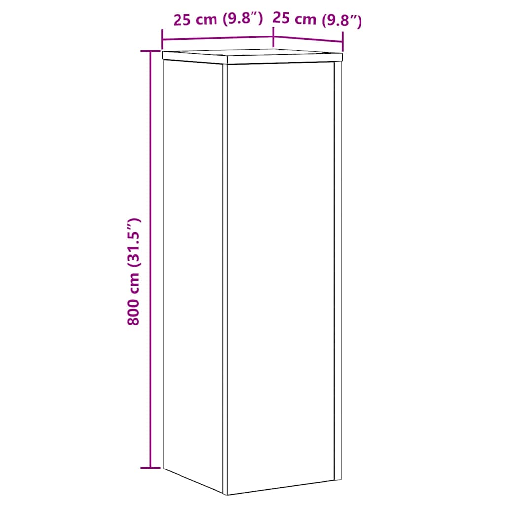 vidaXL Stojak na rośliny 2 pcs Czarny Dąb 25 x 25 x 80 cm