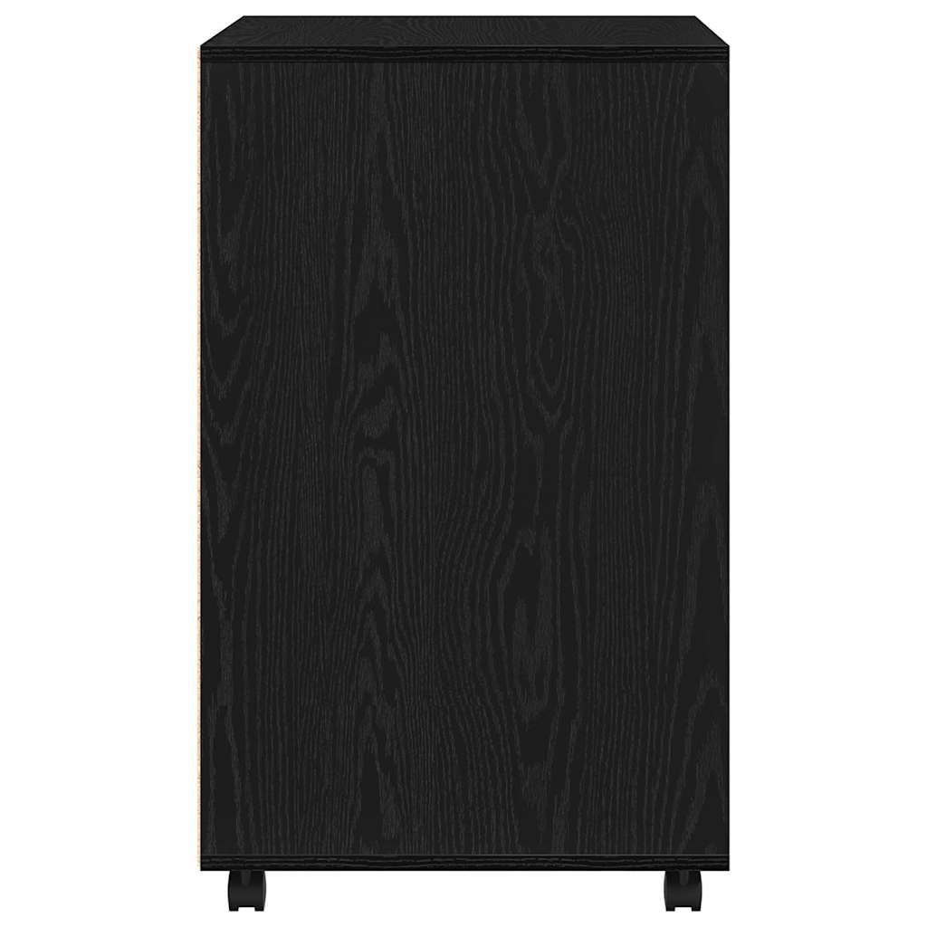 vidaXL Szafkowy z półką z kołem Czarny Dąb 60 x 48 x 74.5 cm