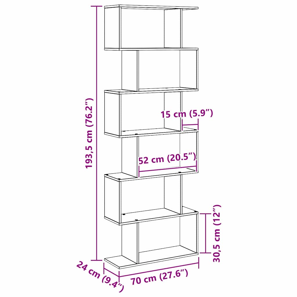 vidaXL Szafka na książki Czarny Dąb 70 x 24 x 193,5 cm