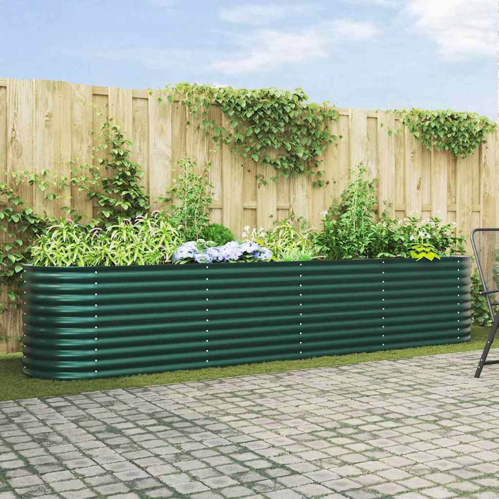 vidaXL Podniesiony grządka Zielony 400 x 80 x 81 cm Stal