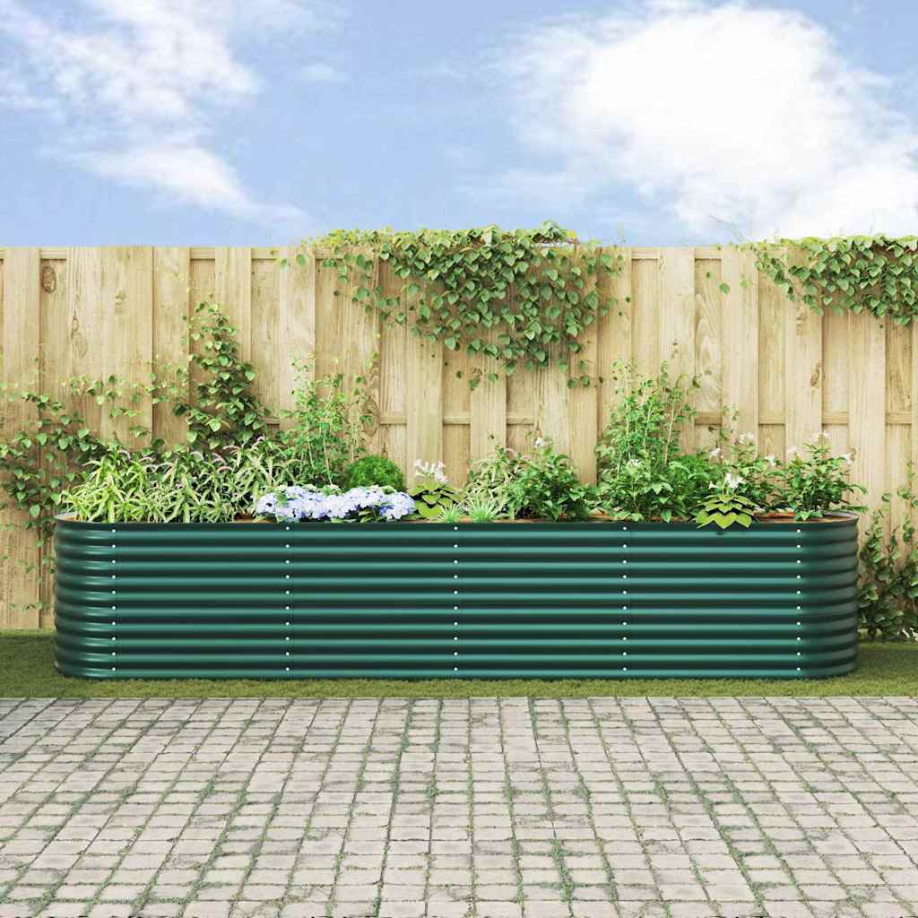 vidaXL Podniesiony grządka Zielony 400 x 80 x 81 cm Stal