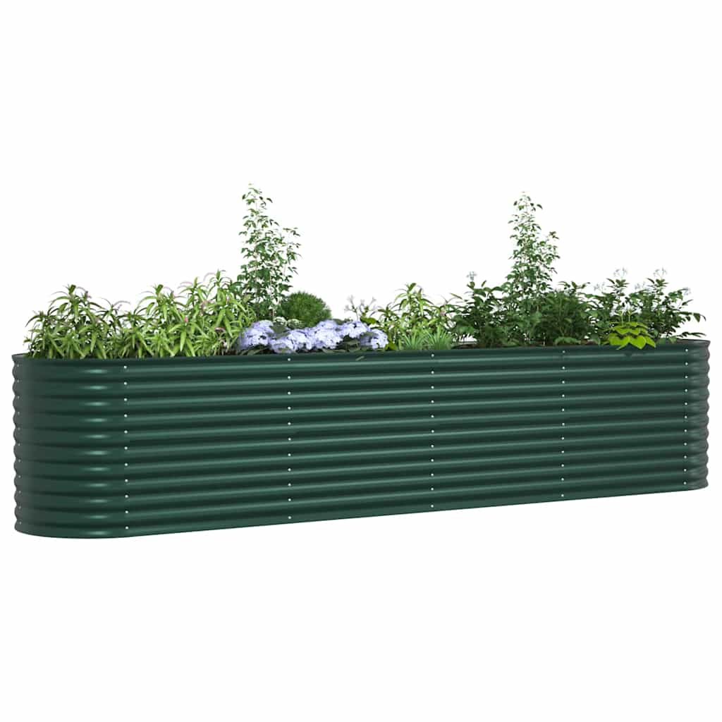 vidaXL Podniesiony grządka Zielony 400 x 80 x 81 cm Stal
