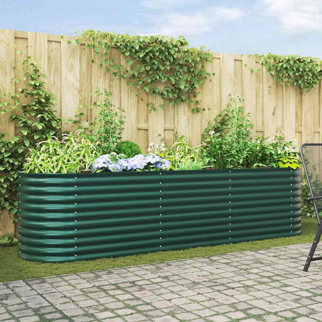 vidaXL Podniesiony grządka Zielony 320 x 80 x 81 cm Stal