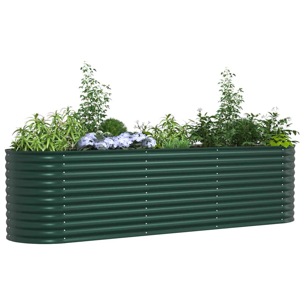 vidaXL Podniesiony grządka Zielony 320 x 80 x 81 cm Stal