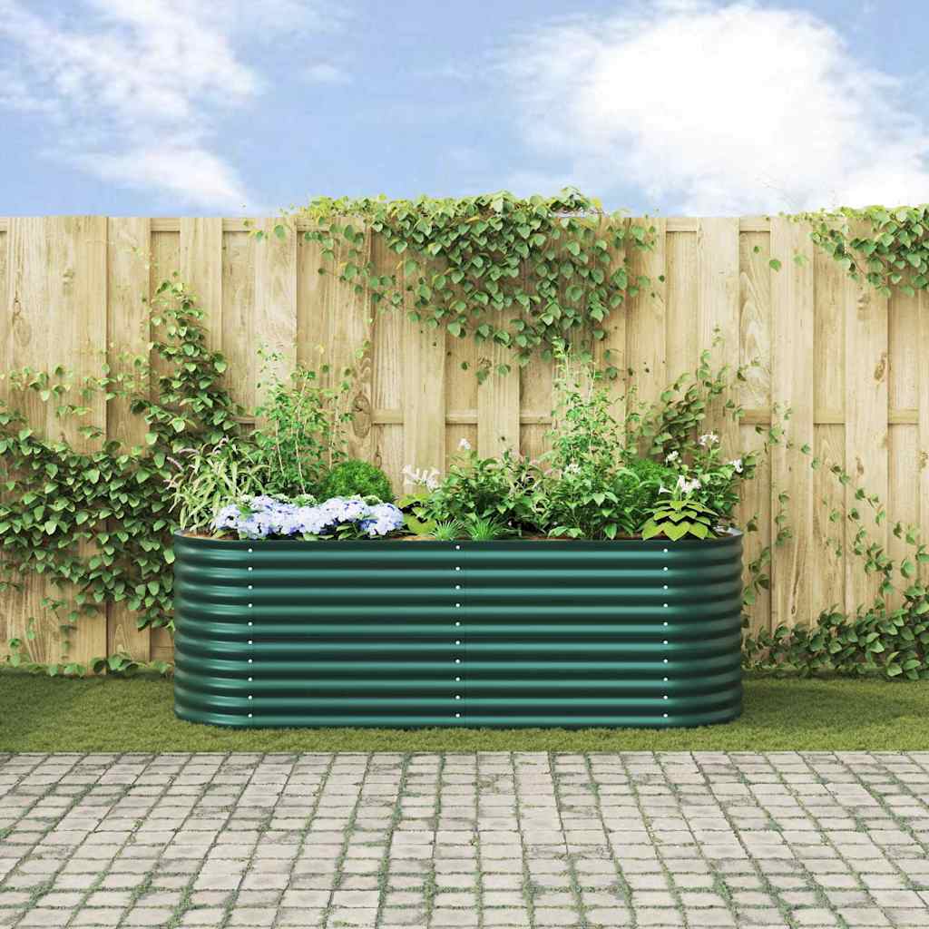 vidaXL Podniesiony grządka Zielony 240 x 80 x 81 cm Stal