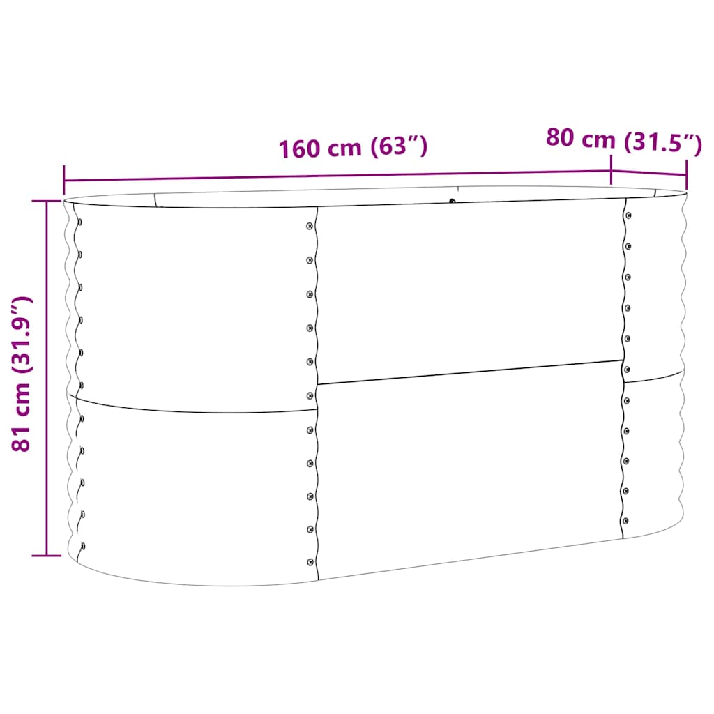 vidaXL Podniesiony grządka Zielony 160 x 80 x 81 cm Stal