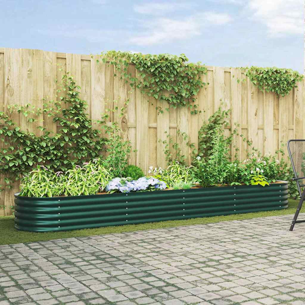 vidaXL Podniesiony grządka Zielony 400 x 80 x 44 cm Stal