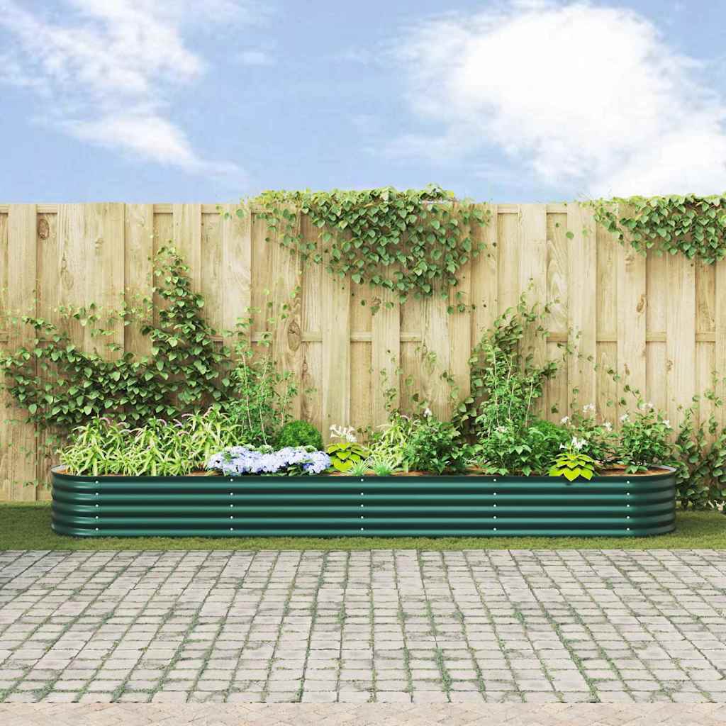 vidaXL Podniesiony grządka Zielony 400 x 80 x 44 cm Stal