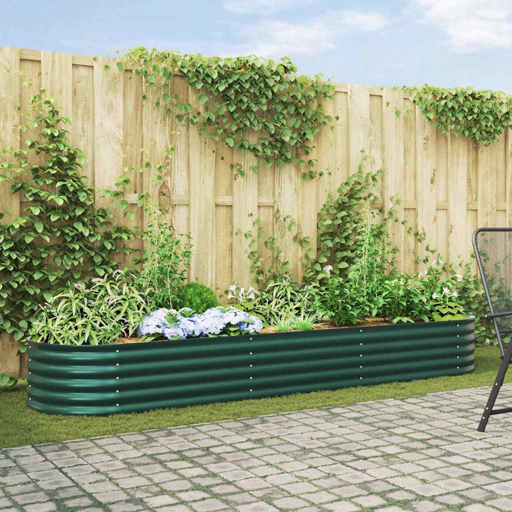 vidaXL Podniesiony grządka Zielony 320 x 80 x 44 cm Stal