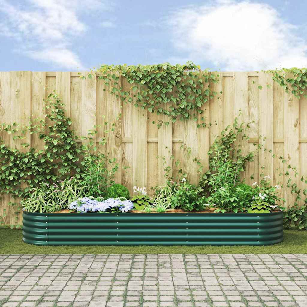 vidaXL Podniesiony grządka Zielony 320 x 80 x 44 cm Stal