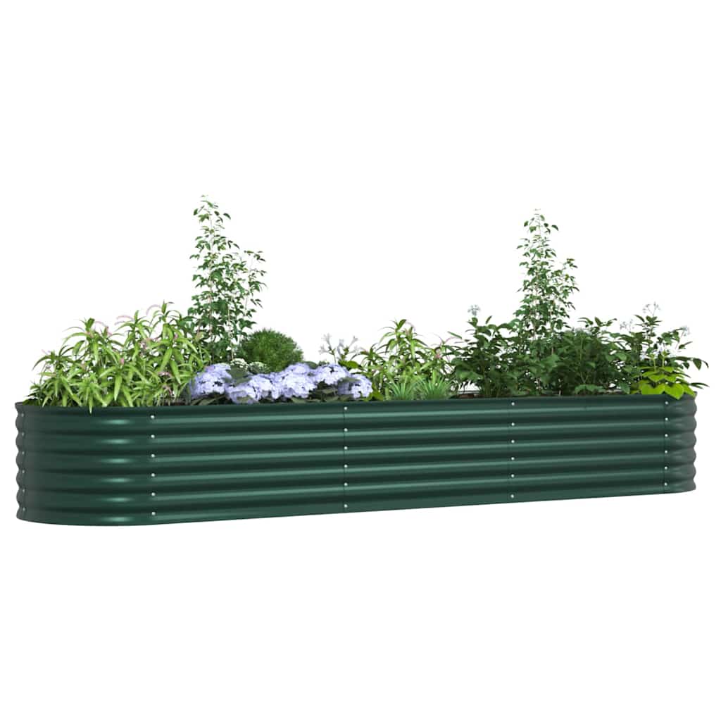 vidaXL Podniesiony grządka Zielony 320 x 80 x 44 cm Stal