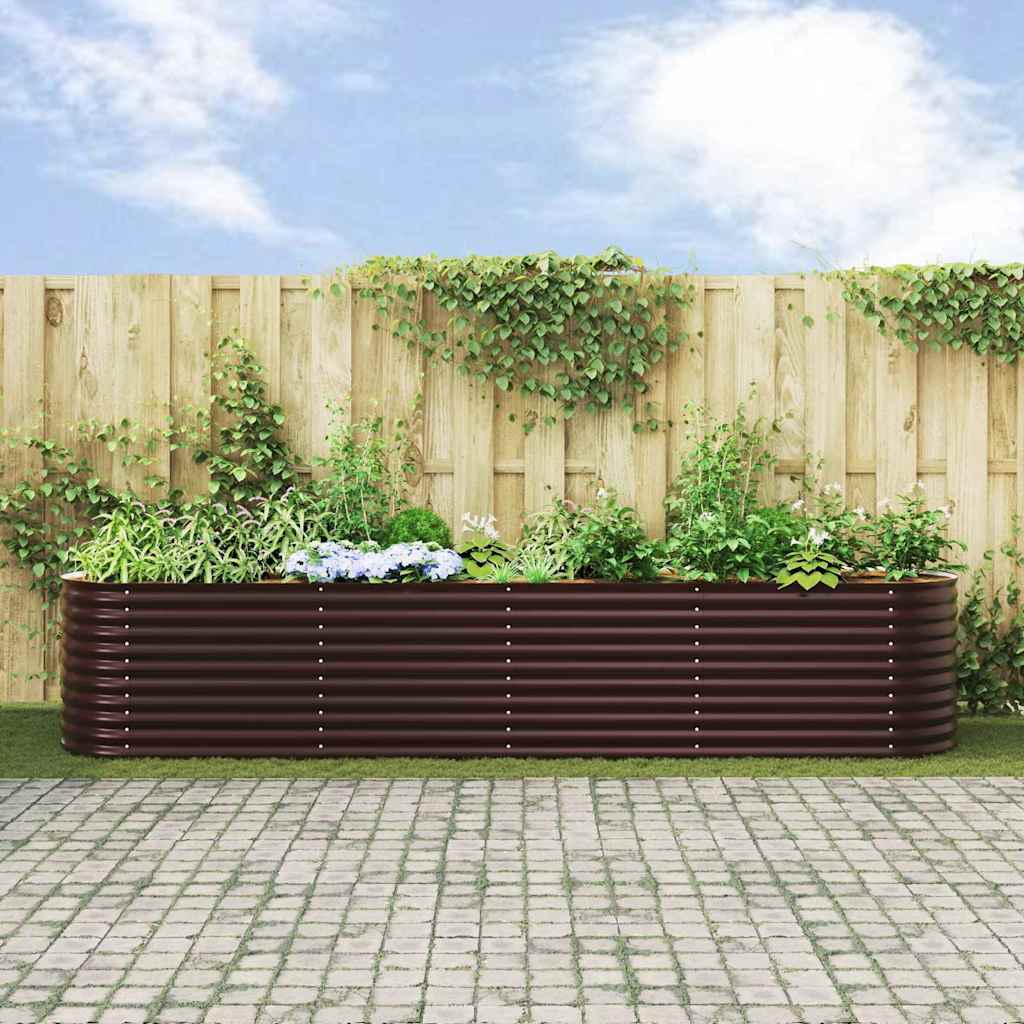 vidaXL Podniesiony grządka Brązowy 400 x 80 x 81 cm Stal