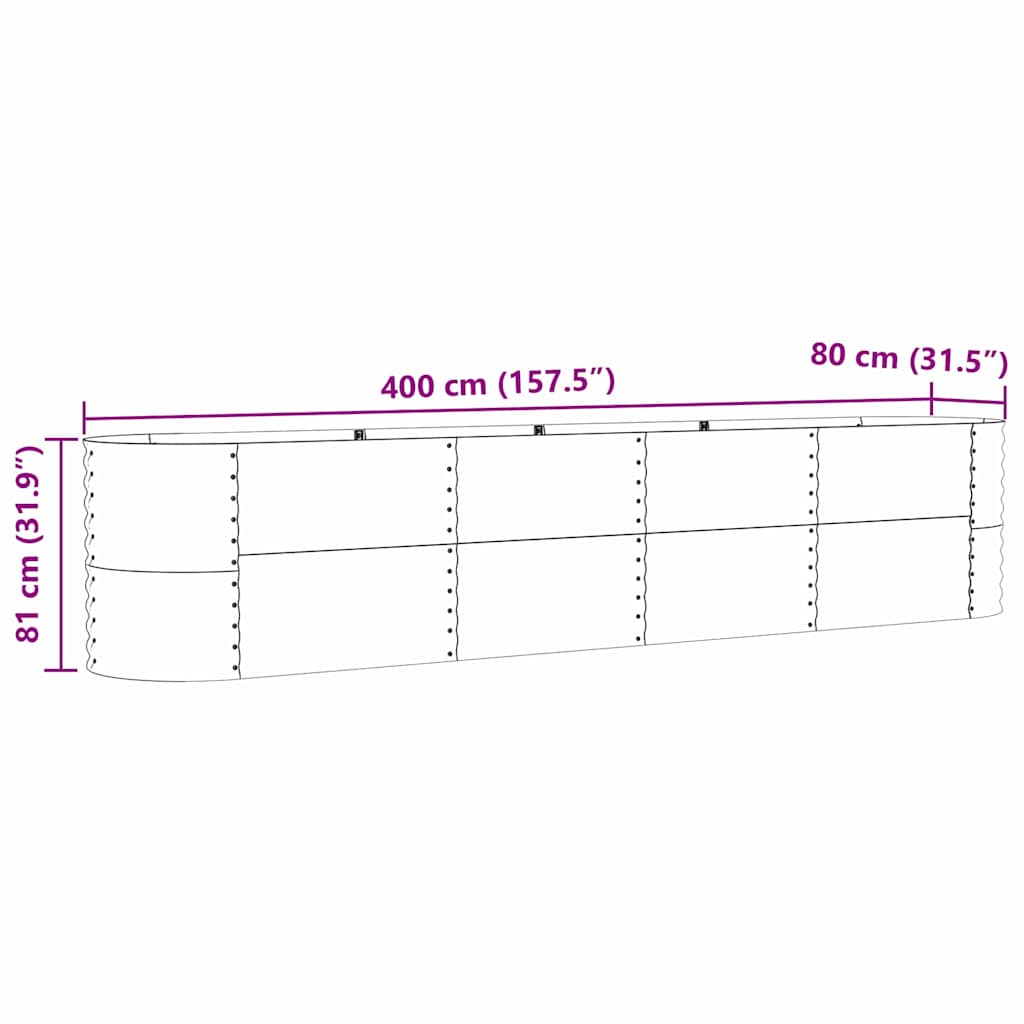 vidaXL Podniesiony grządka Brązowy 400 x 80 x 81 cm Stal