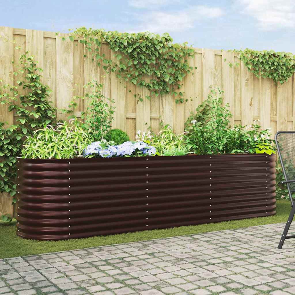 vidaXL Podniesiony grządka Brązowy 320 x 80 x 81 cm Stal