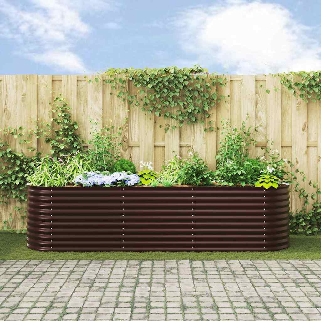 vidaXL Podniesiony grządka Brązowy 320 x 80 x 81 cm Stal