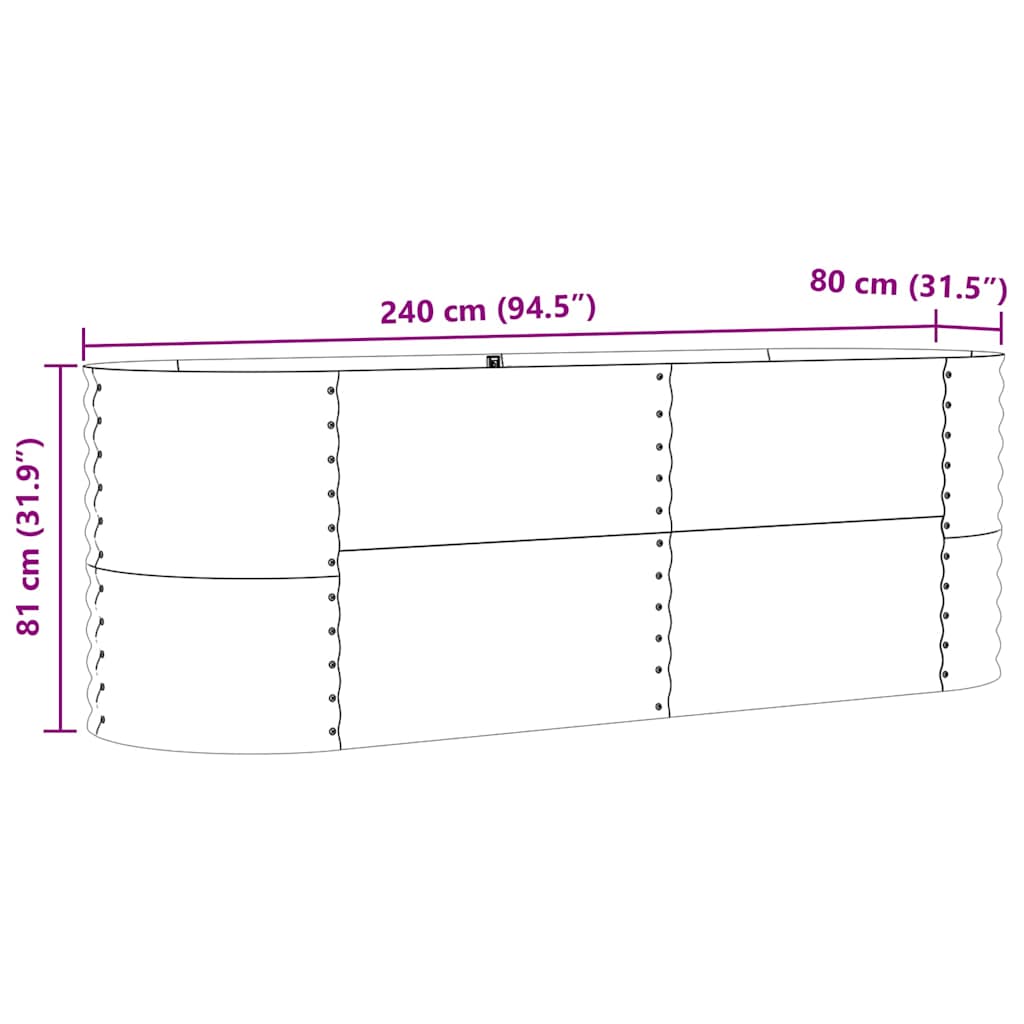 vidaXL Podniesiony grządka Brązowy 240 x 80 x 81 cm Stal