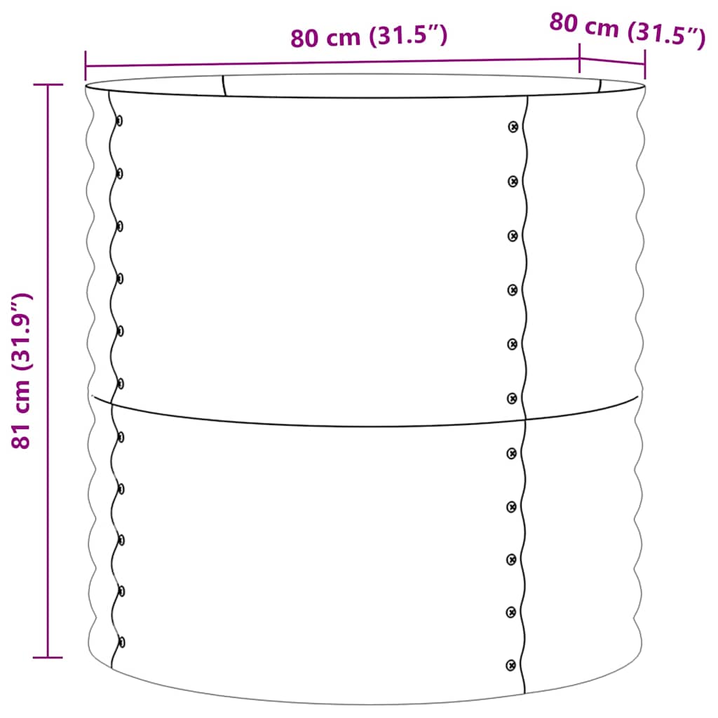 vidaXL Podniesiony grządka Brązowy 80 x 80 x 81 cm Stal