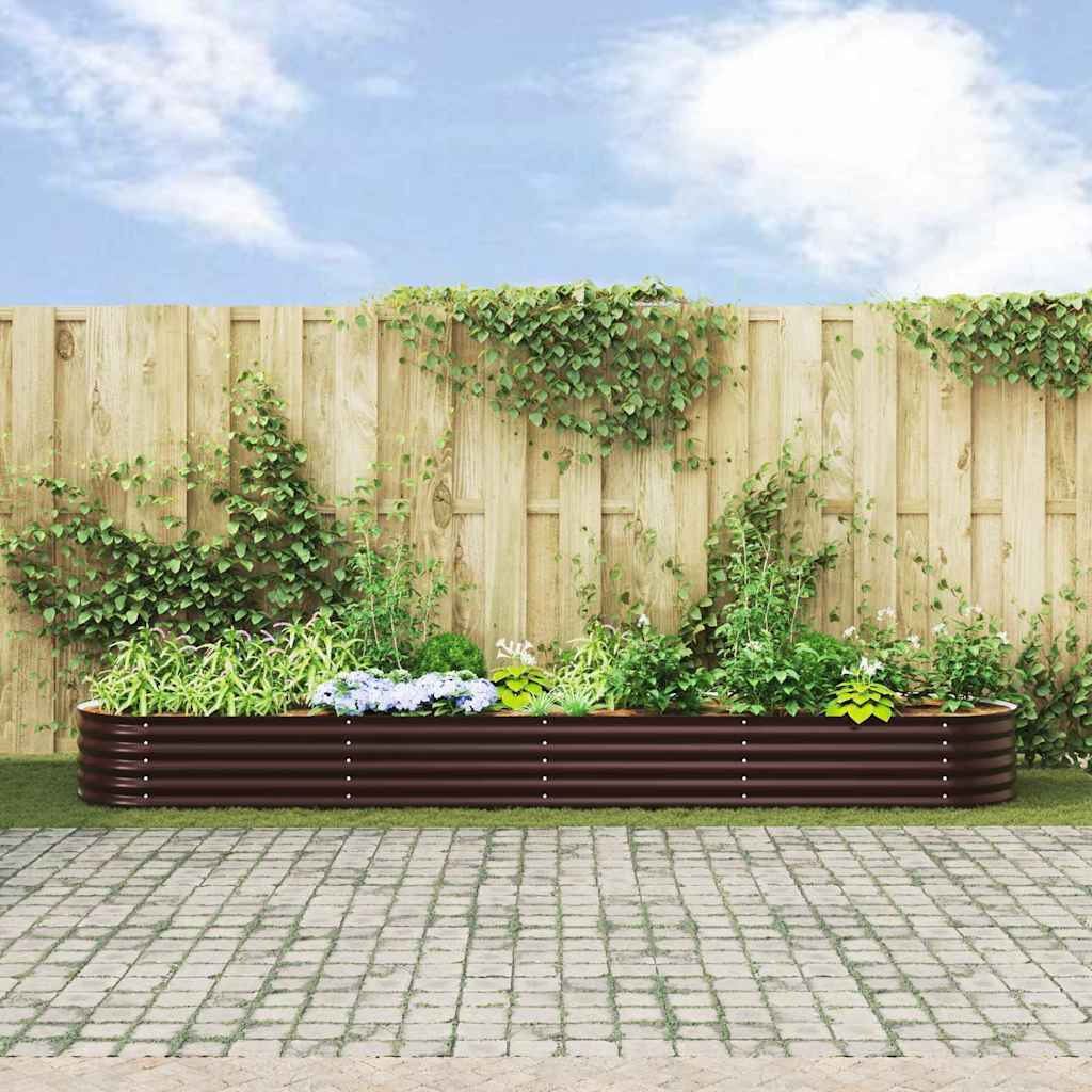 vidaXL Podniesiony grządka Brązowy 400 x 80 x 44 cm Stal